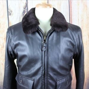 US NAVY Bomber Jacket Leather Vintage Orchard